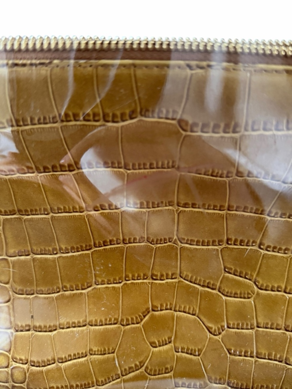 STAUD Clear PVC Tote with Tan Croc-Effect Pouch and Square Handles - Picture 6 of 7
